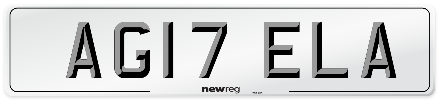 AG17 ELA Number Plate from New Reg